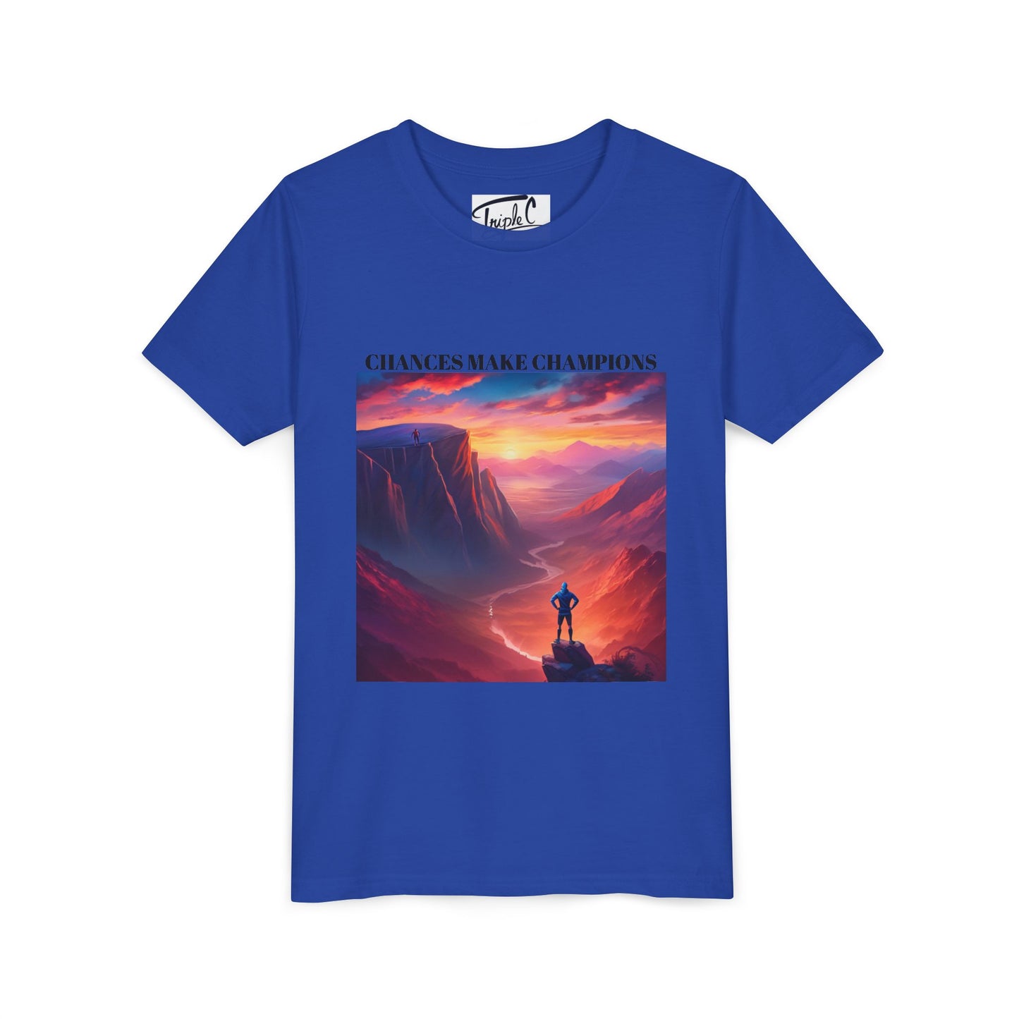 Youth Short Sleeve Tee - Inspirational Art with 'Chances Make Champions' Design