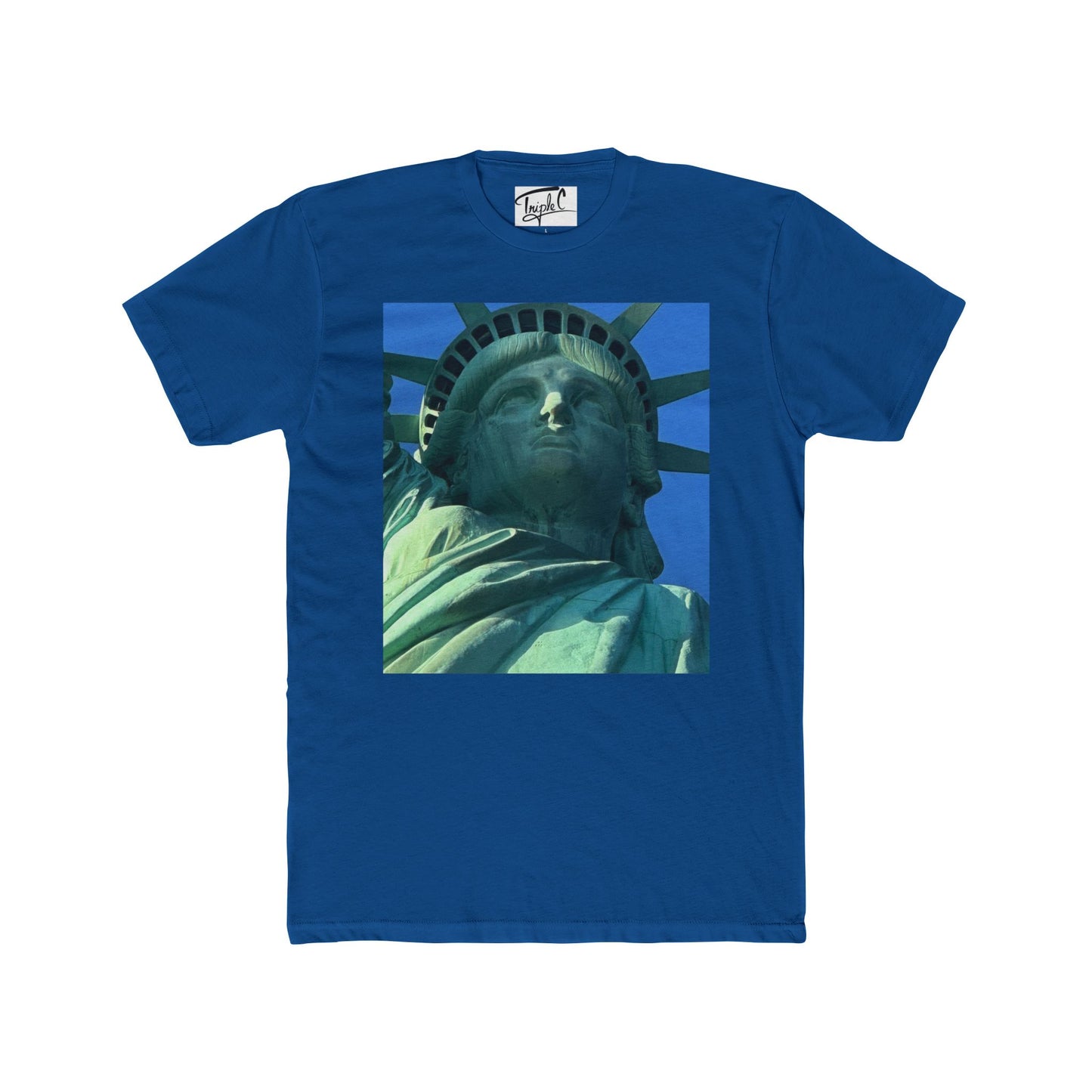 Unisex Cotton Crew Tee - Statue of Liberty Graphic with Inspirational Quote