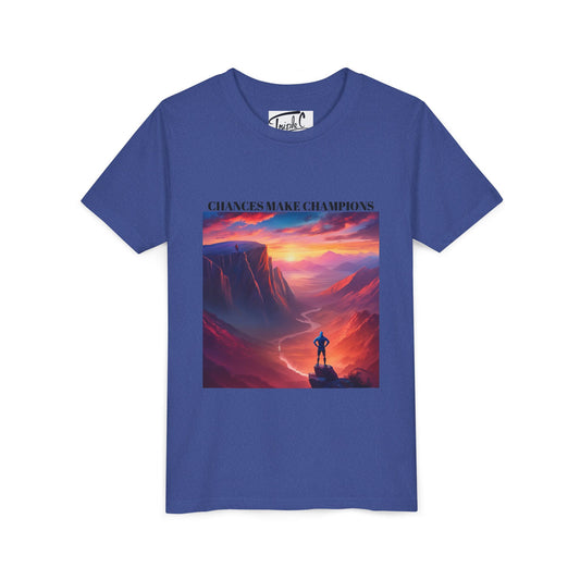 Youth Short Sleeve Tee - Inspirational Art with 'Chances Make Champions' Design