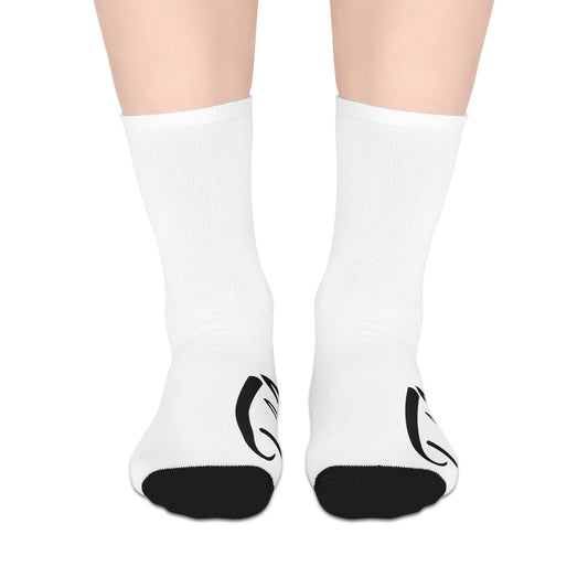 Stylish Mid-Length Socks with Unique Black Design, Cozy Gift for Home, Casual Wear, Holiday, Fashion, Comfort